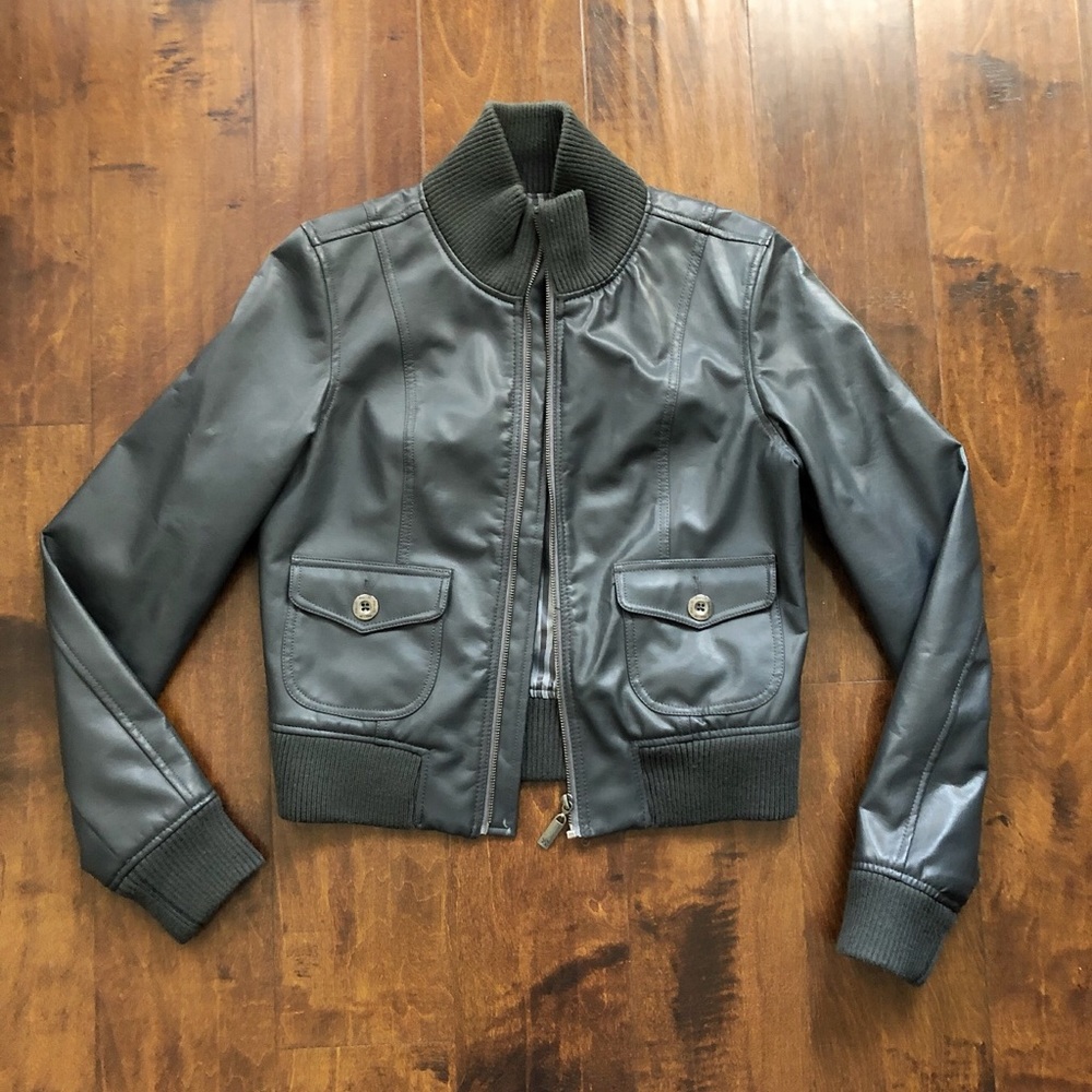 Gray leather jacket